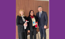 Meeting with The Ukrainian Parliament Commissioner for Human Rights (Ombudsman)   LtoR Chief Commissioner of the Northern Ireland Human Rights Commission and Secretary of GANHRI Alyson Kilpatrick, GANHRI Chairperson Amina Bouayach of Morocco, The Ukrainian Parliament Commissioner for Human Rights (Ombudsman) Mr. Dmytro Lubinets | Photo credit NIHRC | Location: The United Nations Office at Geneva (UNOG)